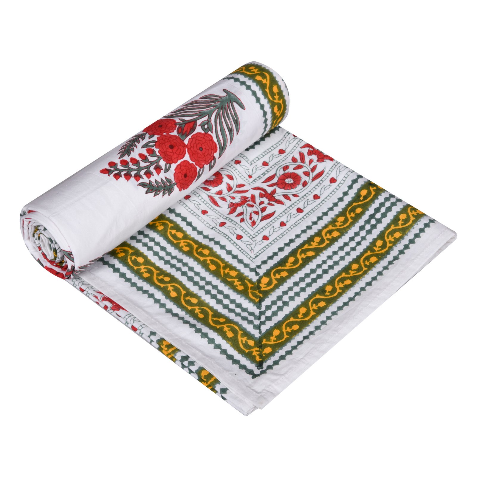 Premium Single Bed Sheet – Floral Hand Block Style Print - Image 5